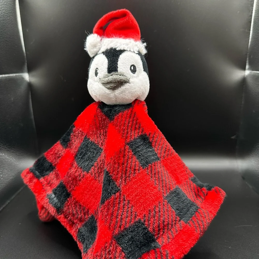 Hudson Baby HB Christmas Penguin‎ Red Buffalo Plaid Baby Security Blanket Lovey